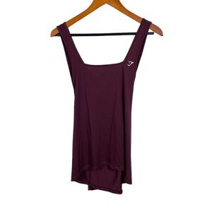 ❗️Gymshark Womens Tank Top Maroon Split Back Yoga Athletic Size Small